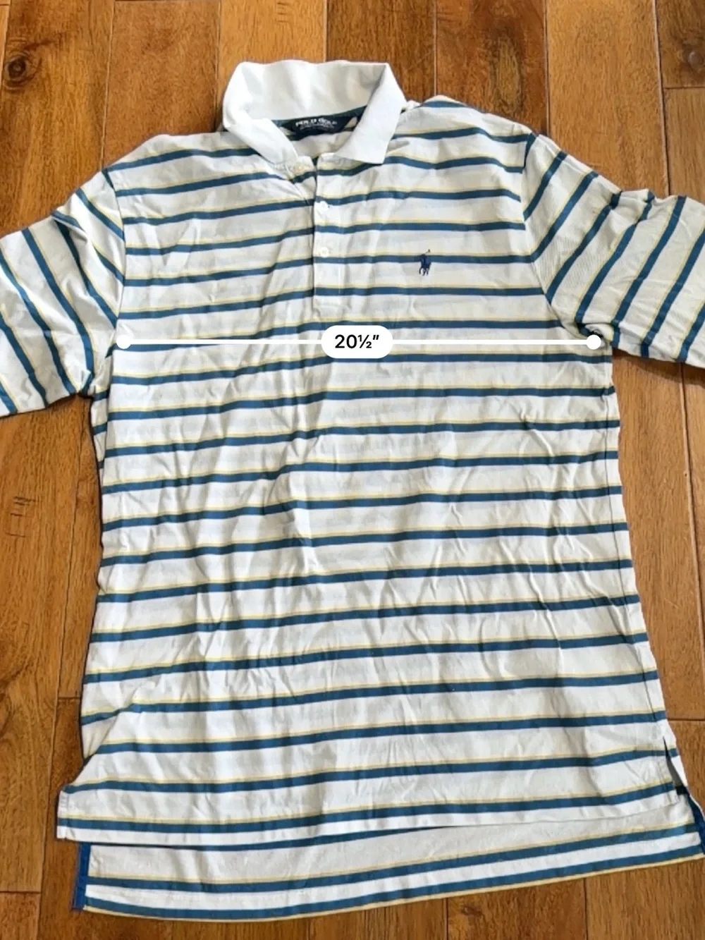 Polo Golf Ralph Lauren Striped Polo Shirt Men's L Pima Cotton Blue Yellow
